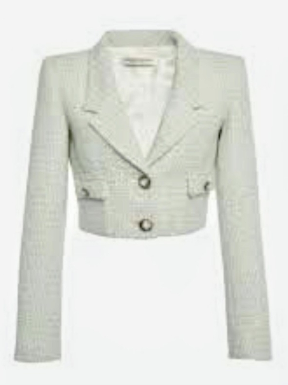 Alessandra Rich Mint Green Tweed Cropped Jacket